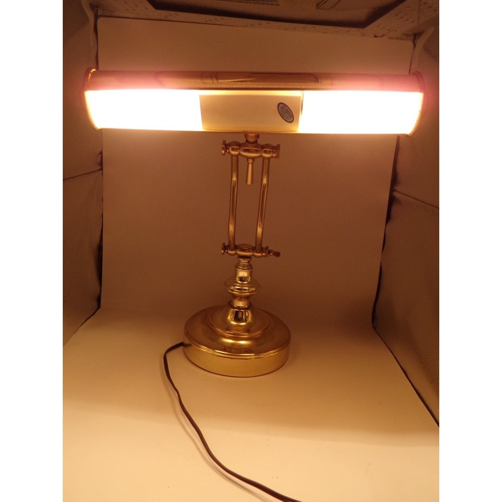 Vtg Brass Desk Lamp Adjustable Task Bankers Piano Pharmacy MCM Grandmillenial - Picture 2 of 16